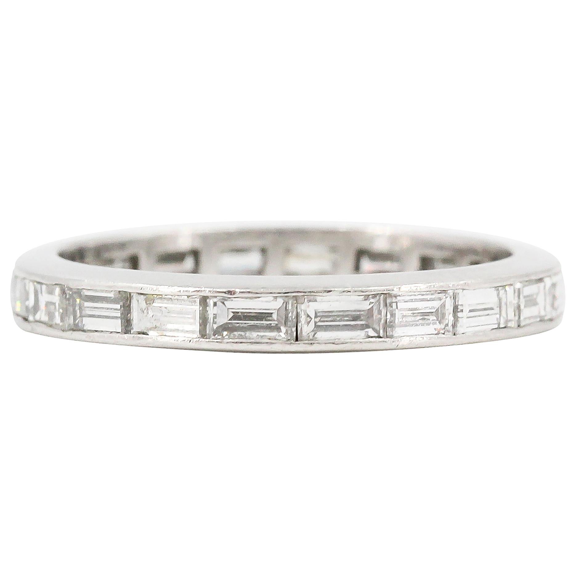 Art Deco Baguette Diamond and Platinum Band