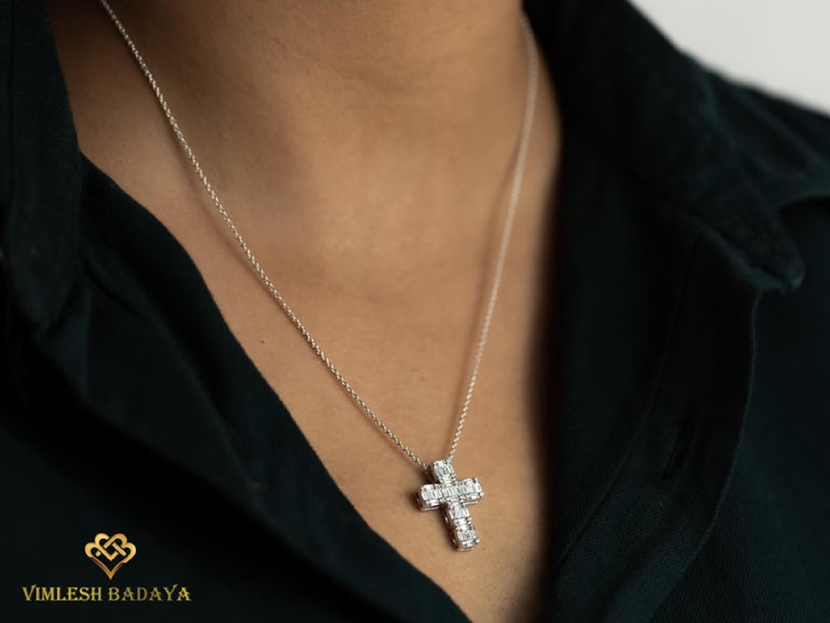 Colgante Art Decó de Diamantes Baguette en Oro Blanco de 18K(1,3ct Total) Elegancia Moderna en venta 6
