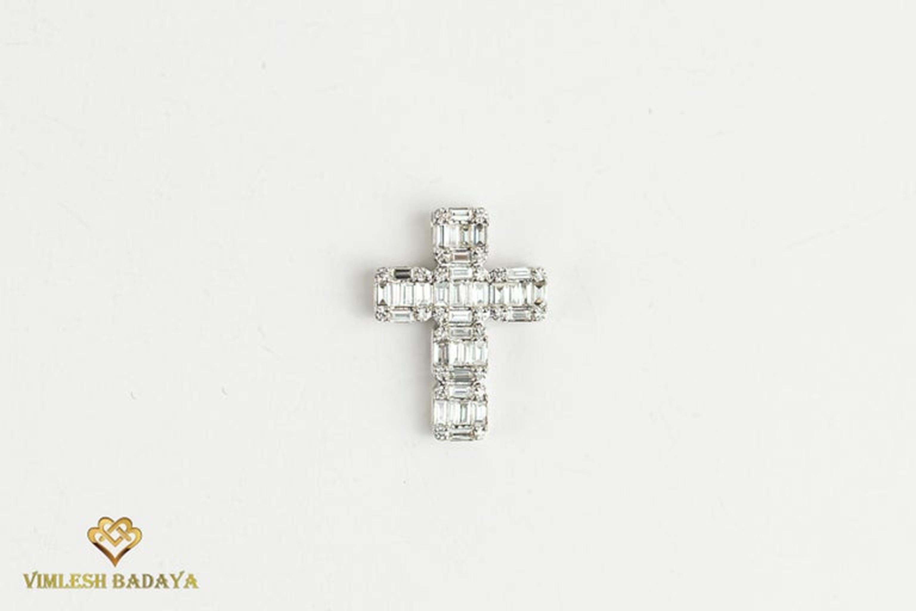Colgante Art Decó de Diamantes Baguette en Oro Blanco de 18K(1,3ct Total) Elegancia Moderna en venta 2