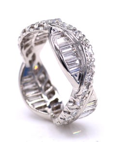 Art Deco Baguette Round Diamond Platinum Eternity Band