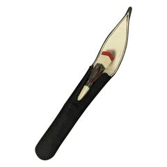 Art Deco Bakelite and Carved Bone Egyptian Revival Cigarette Holder with Case