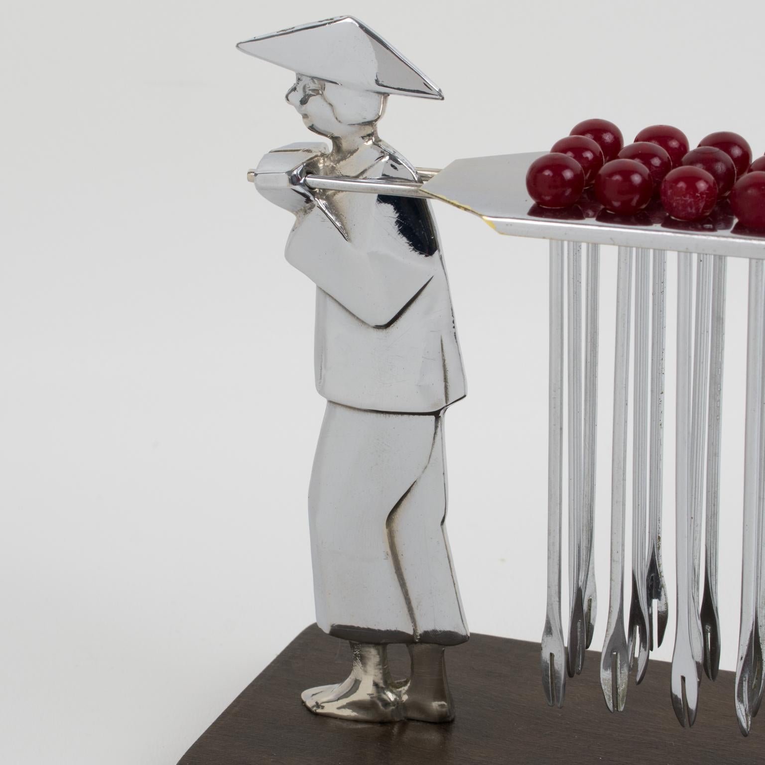 Serveur de pics à cocktail Art déco en bakélite et en chrome, circa 1930 Bon état - En vente à Atlanta, GA