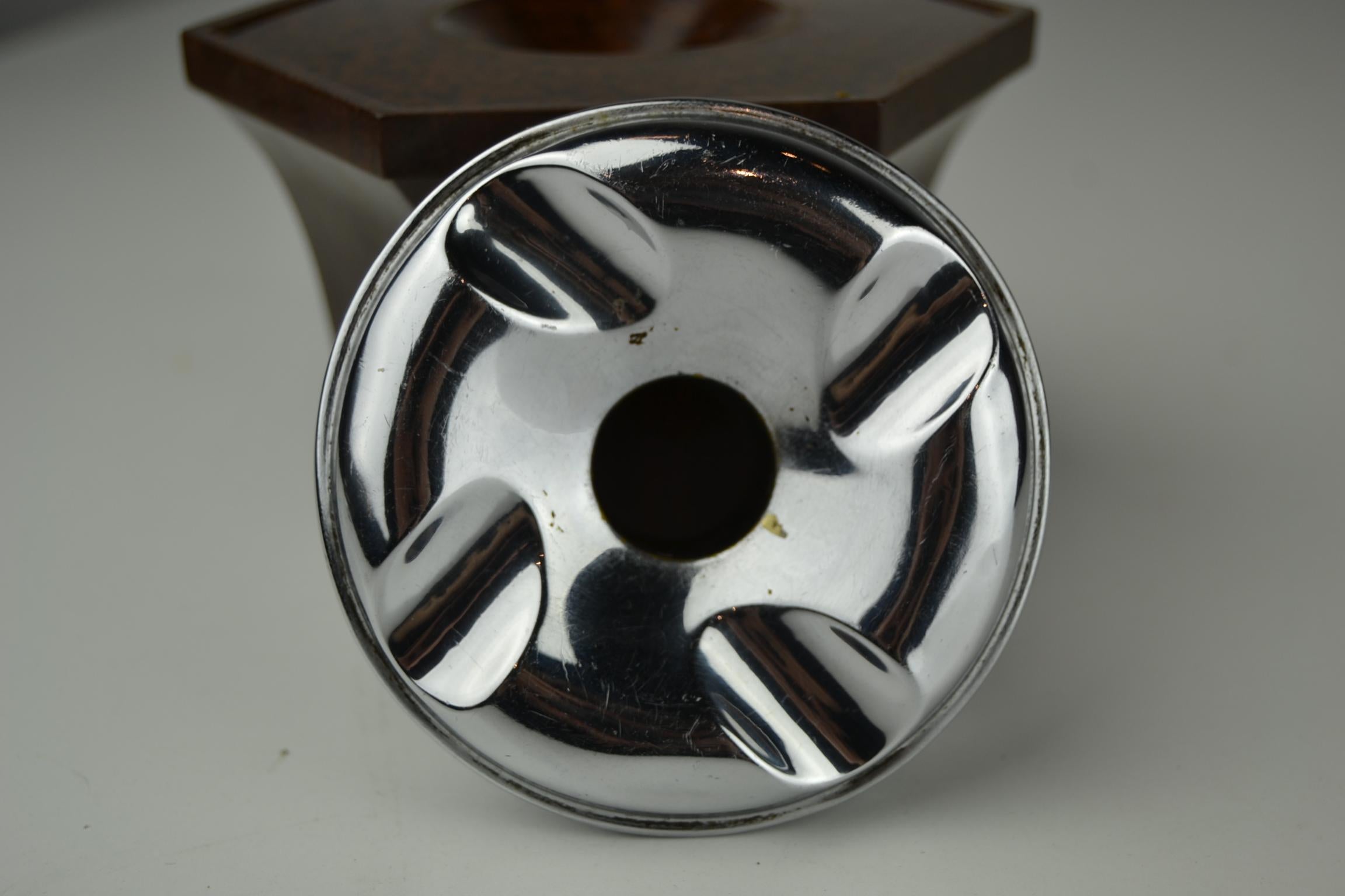 Art Deco Bakelite and Chrome Table Ashtray, No Fume England, 1930-1940 3