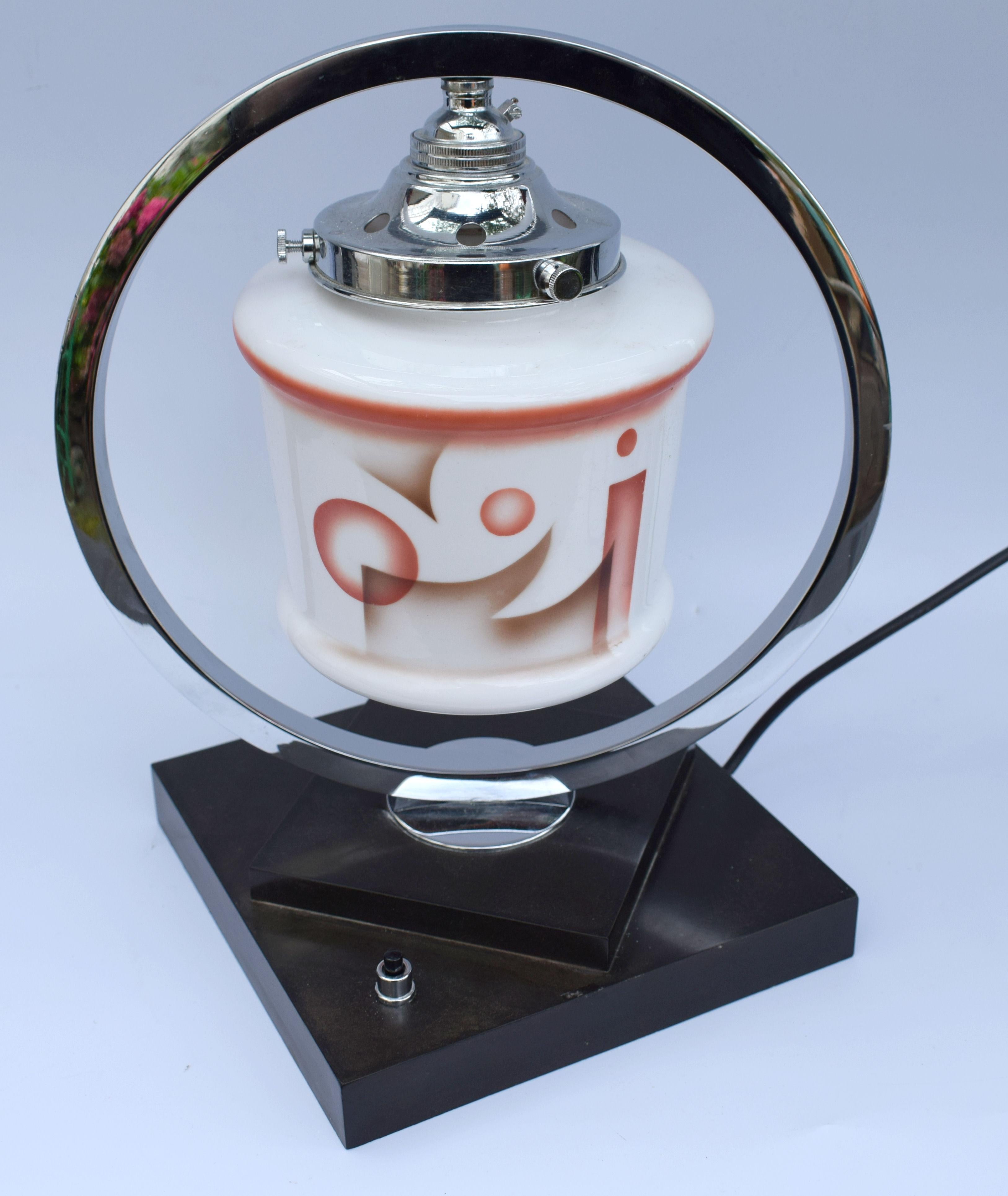 French Art Deco Bakelite and Chrome Table Lamp, circa 1930 For Sale
