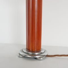 Art Deco Bakelite and Chromed Metal Table Lamp with Glass Shade
