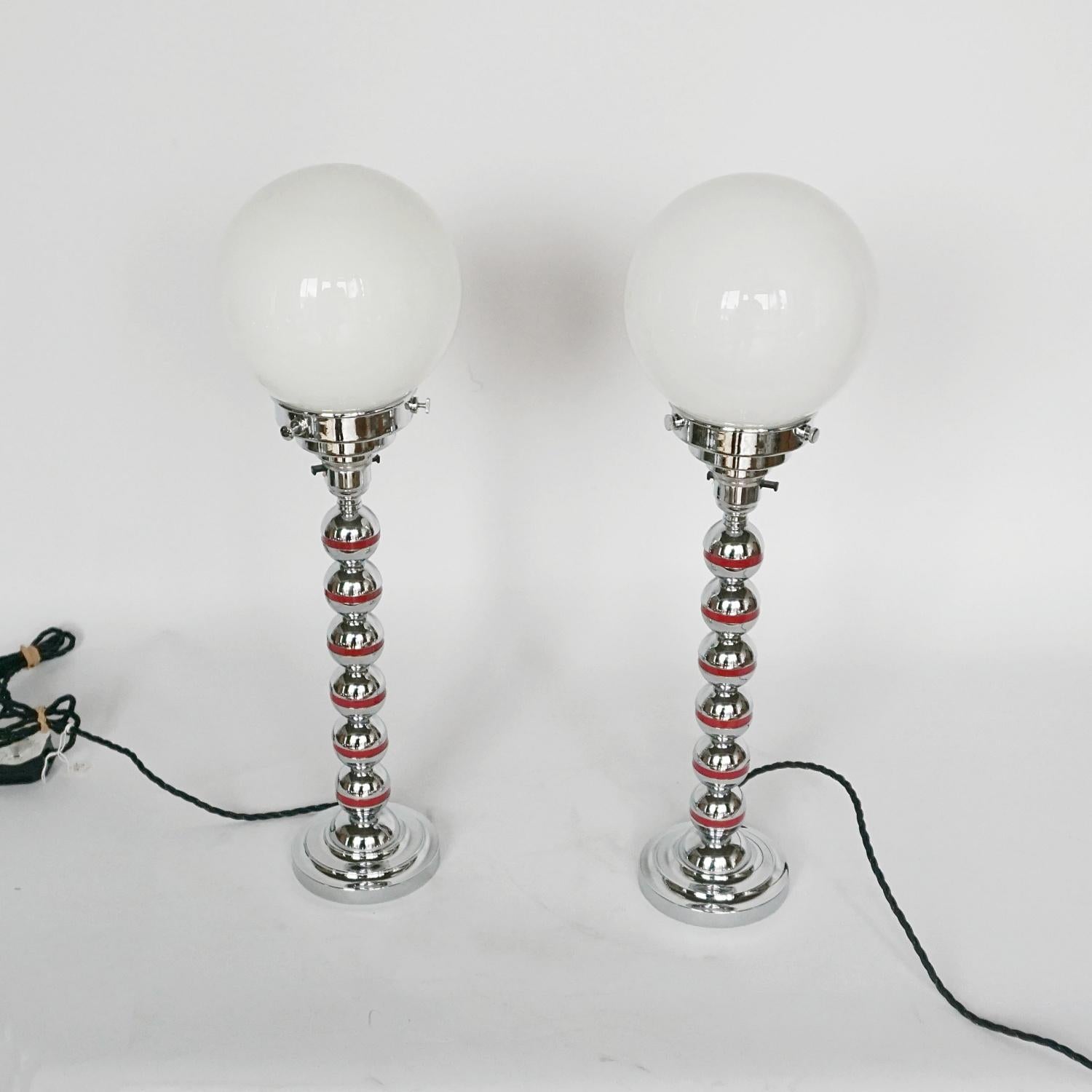 20th Century Art Deco Bakelite and Chromed Metal Table Lamps English, Circa 1930  For Sale