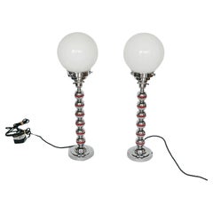 Art Deco Bakelite and Chromed Metal Table Lamps English, Circa 1930