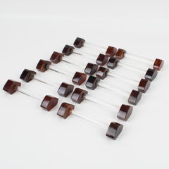 Art Deco Bakelite and Glass Chopstick Knife Rests, 12 pieces in box