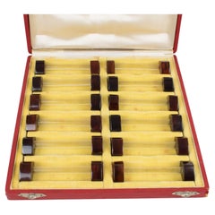 Apoyacuchillos Art Decó de baquelita y cristal, 12 piezas en caja