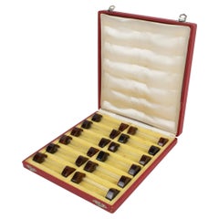 Art Deco Bakelite and Glass Chopstick Knife Rests, 12 pieces in box
