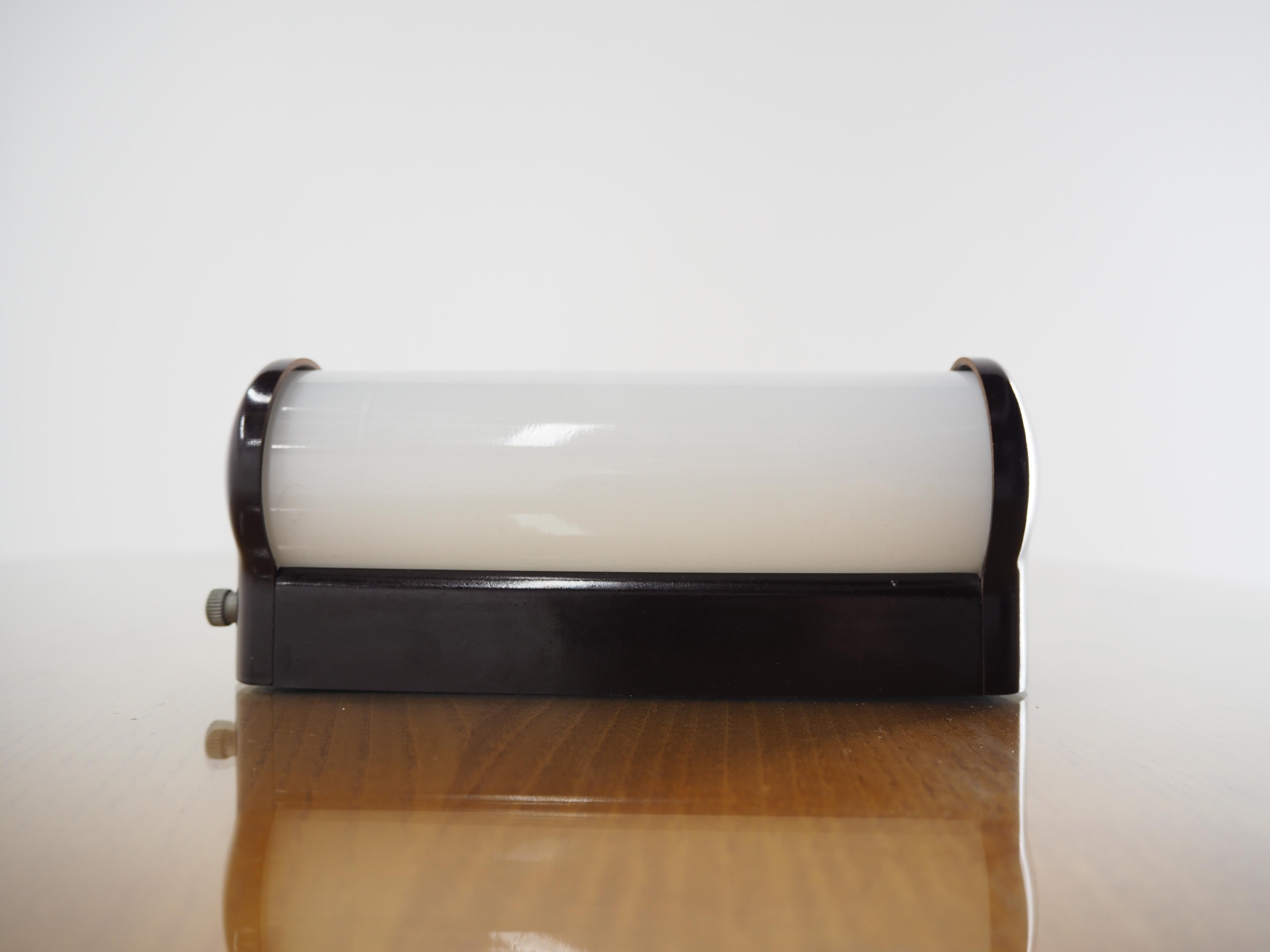 Mid-20th Century Art Deco Bakelite and Glass Wall Lamp, Czechoslovakia, 1940s