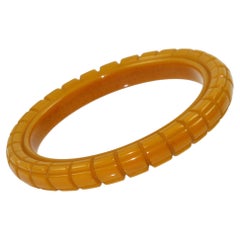 Art Deco Bakelite Carved Bracelet Bangle Warm Butterscotch