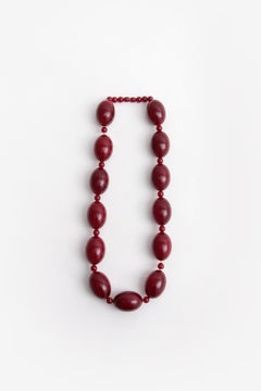 Exceptionally Monumental Antique Art Deco Bakelite 'Cherry Amber' Necklace 1930