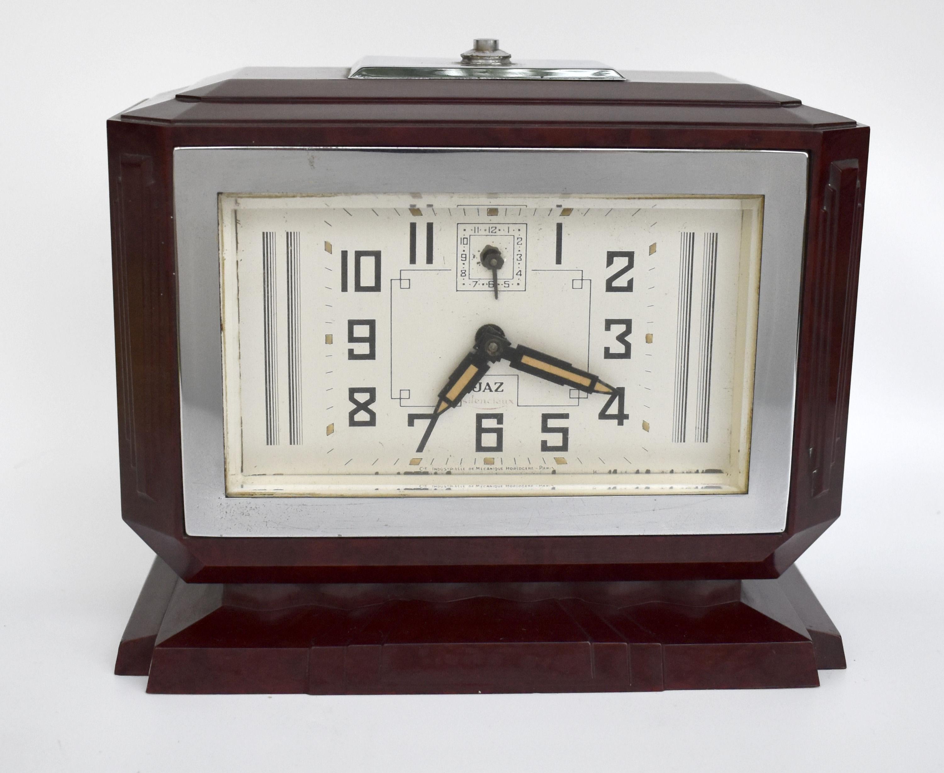 Horloge Art Déco en bakélite par JAZ, France, C1930 3