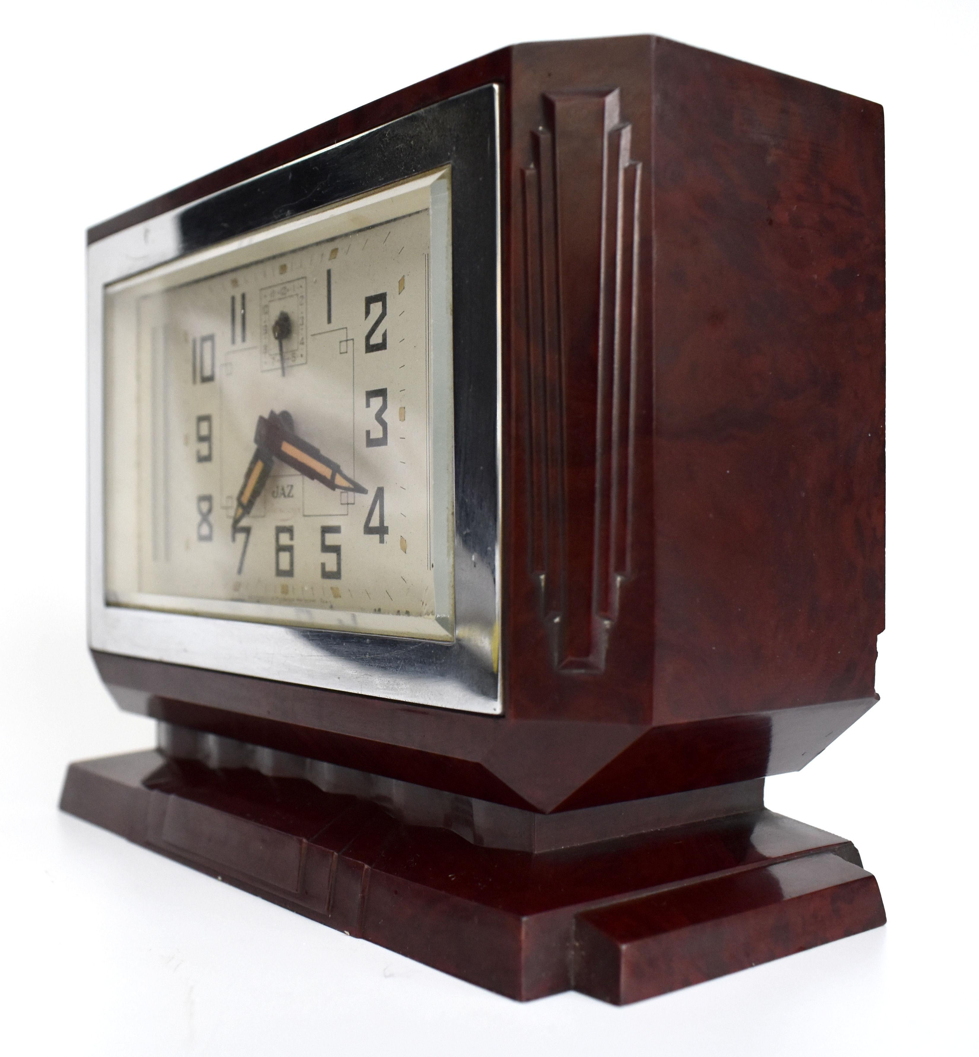 20th Century Art Deco Bakelite Clock by JAZ, French, C1930 For Sale