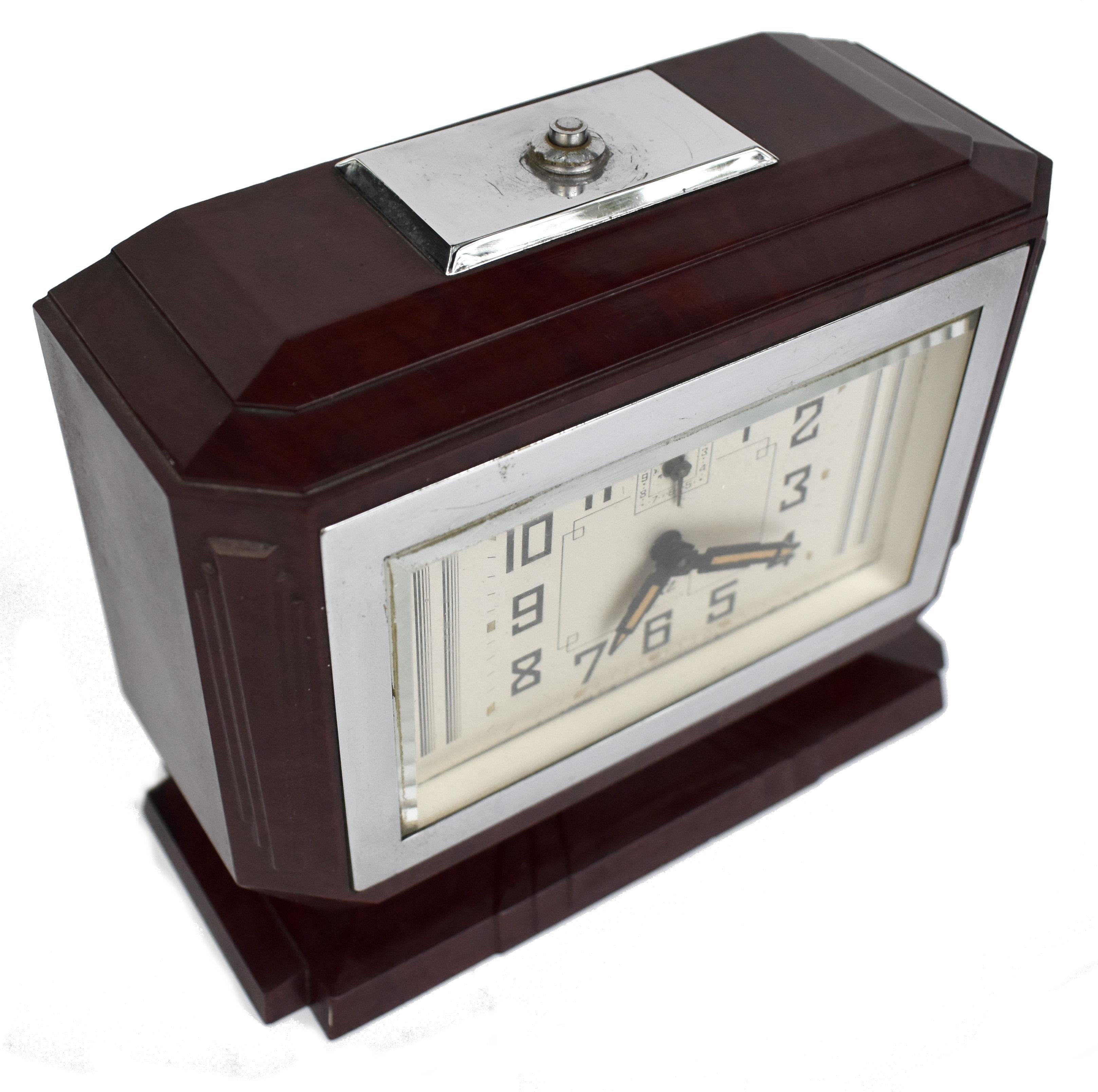 Art Deco Bakelite Clock by JAZ, French, C1930 For Sale 2