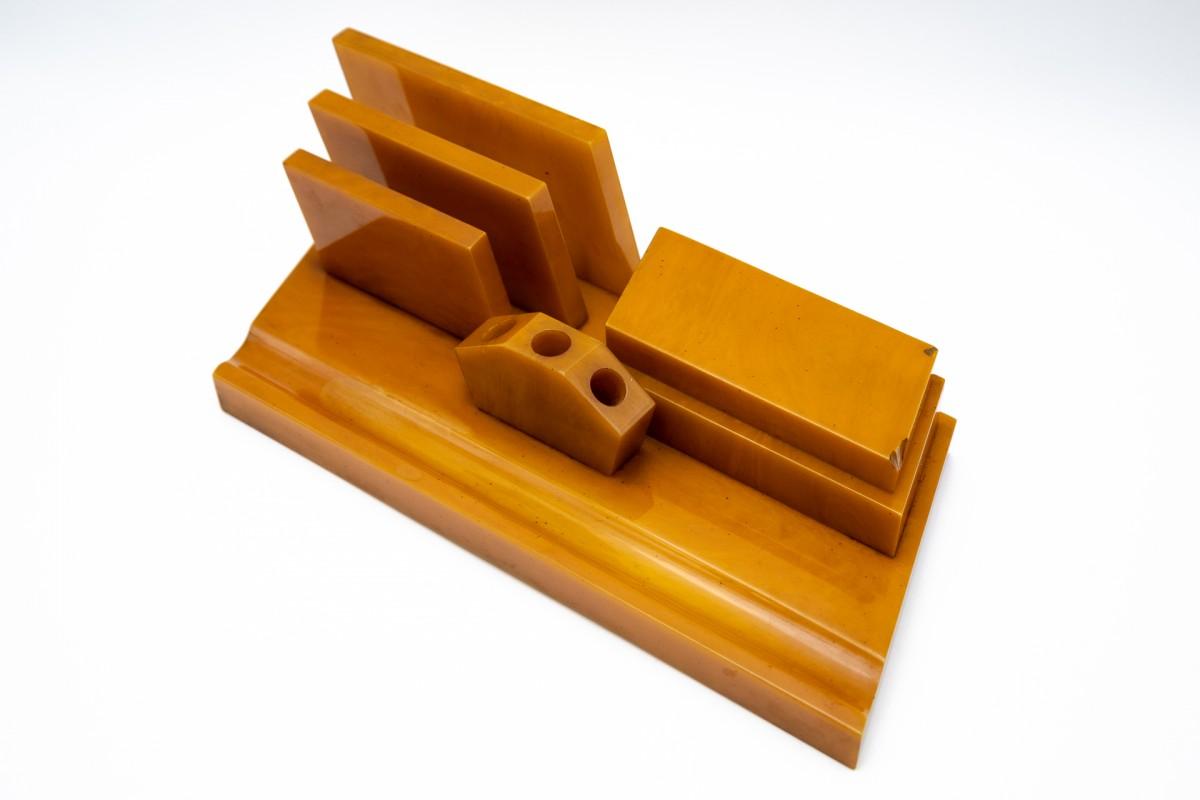 Polish Art Deco bakelite desk holder, Poland, 1960s.