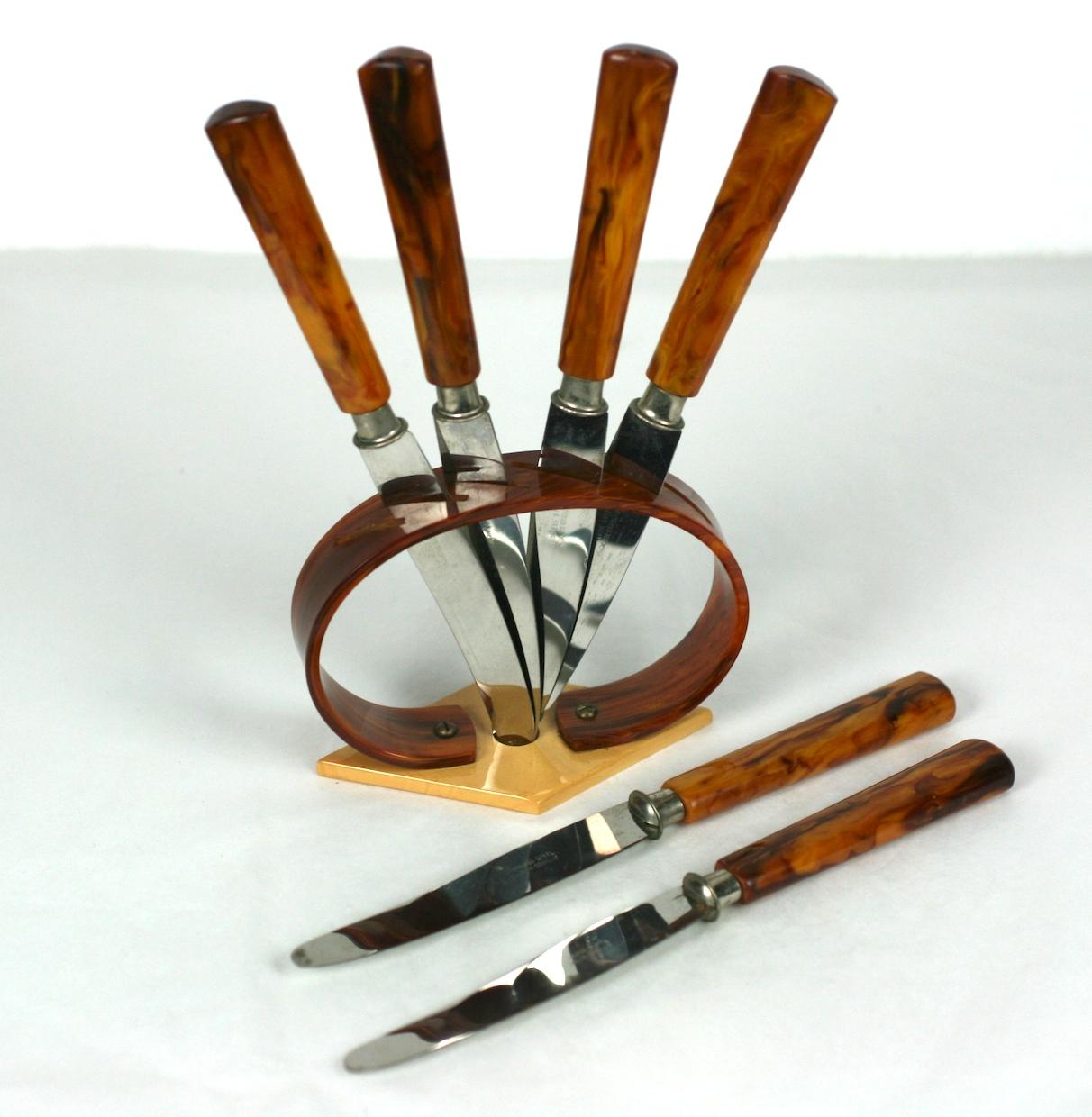 Art Deco Bakelite Fruit Knife Set In Good Condition For Sale In New York, NY