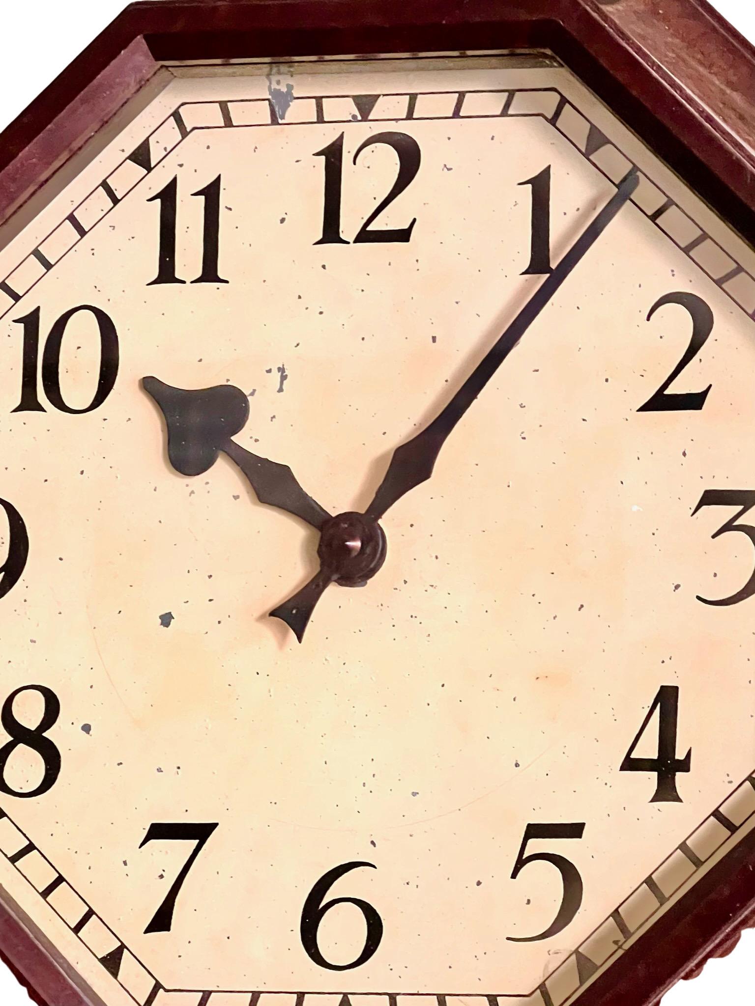 British Art Deco Bakelite Octagonal Quartz Wall Clock For Sale