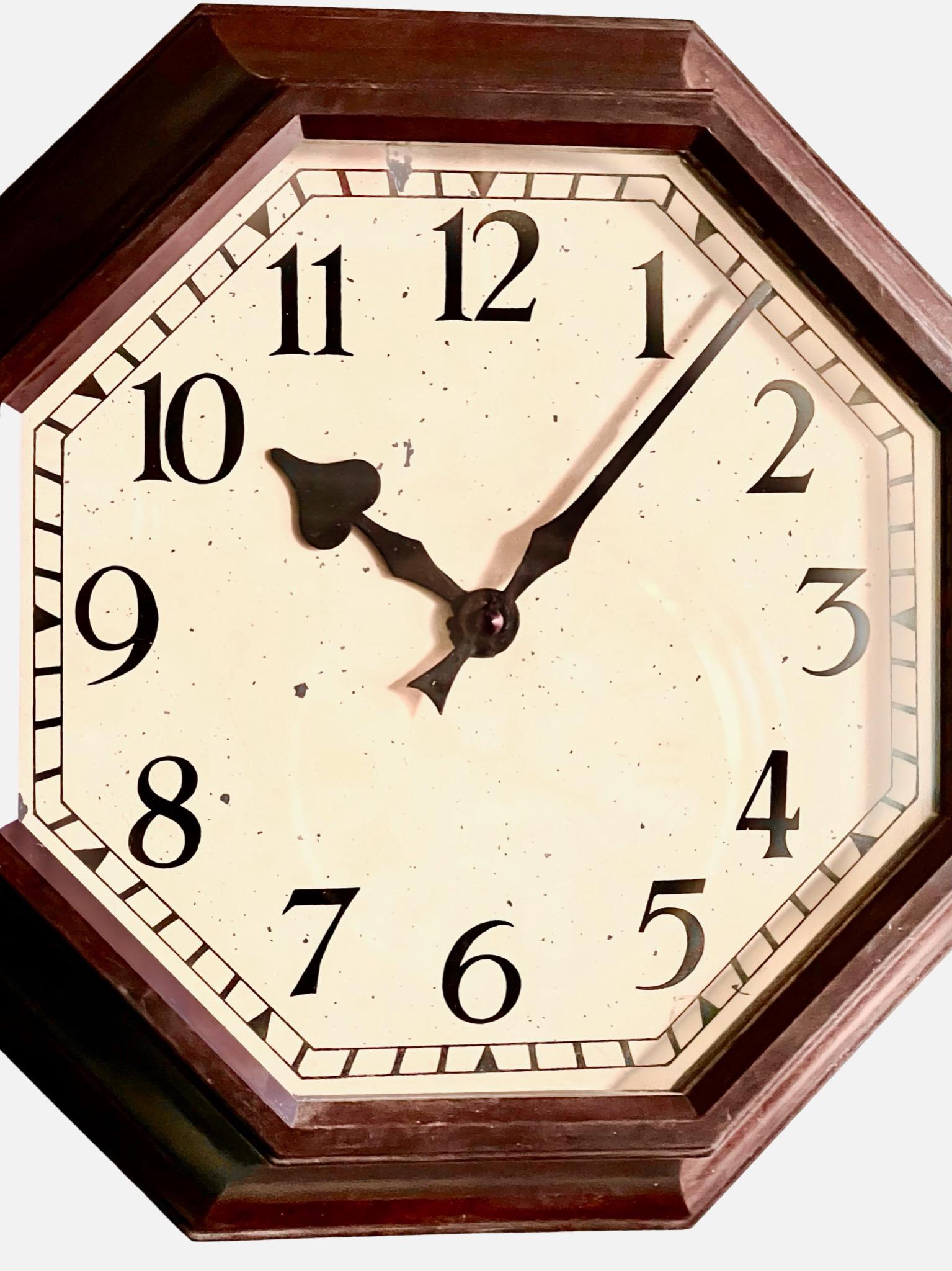 British Art Deco Bakelite Octagonal Quartz Wall Clock