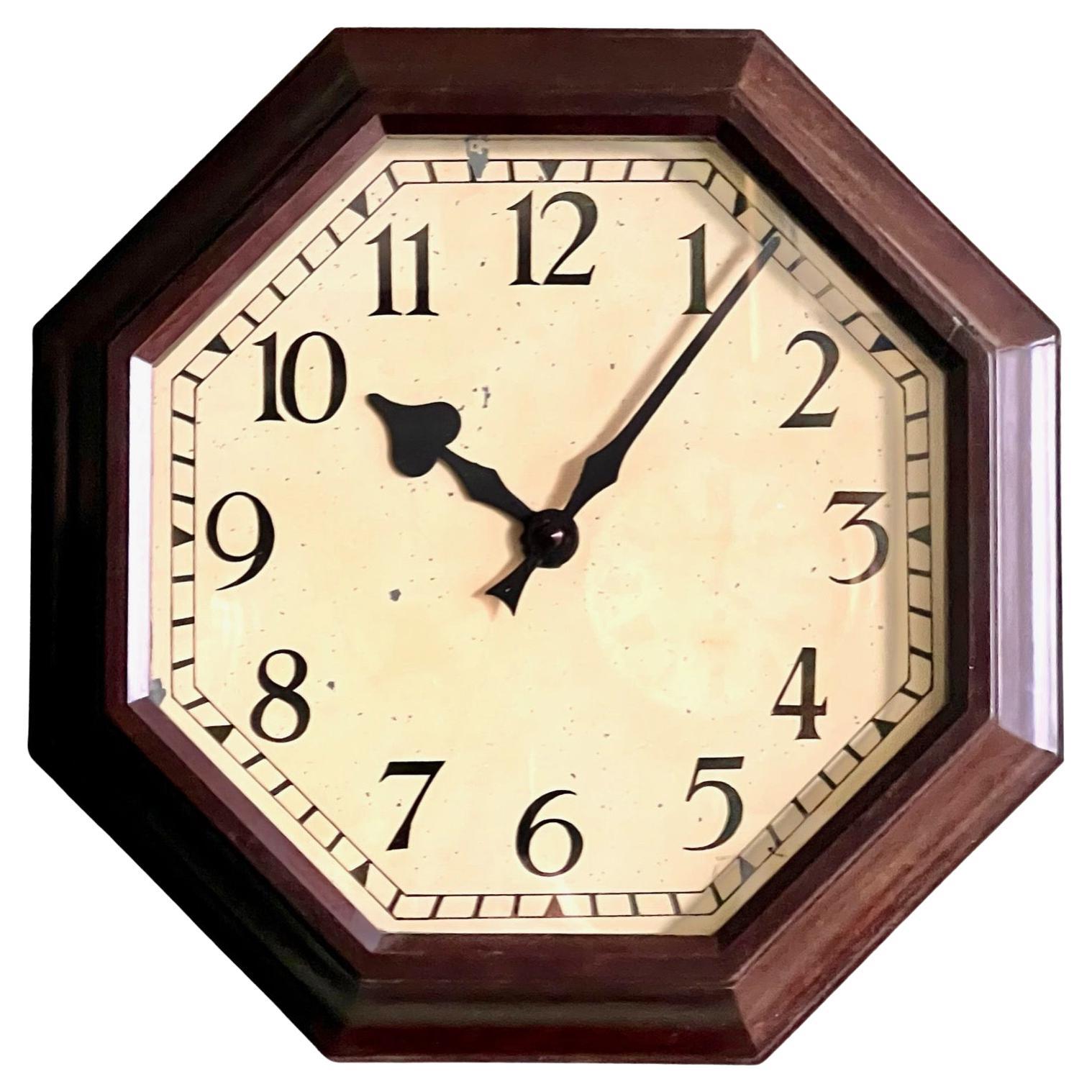 Art Deco Bakelite Octagonal Quartz Wall Clock For Sale