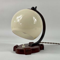 Art Deco Bakelite & Opaline Table Lamp, Germany 1930s