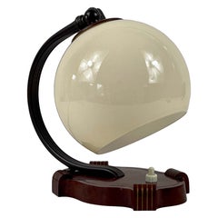 Art Deco Bakelite & Opaline Table Lamp, Germany 1930s