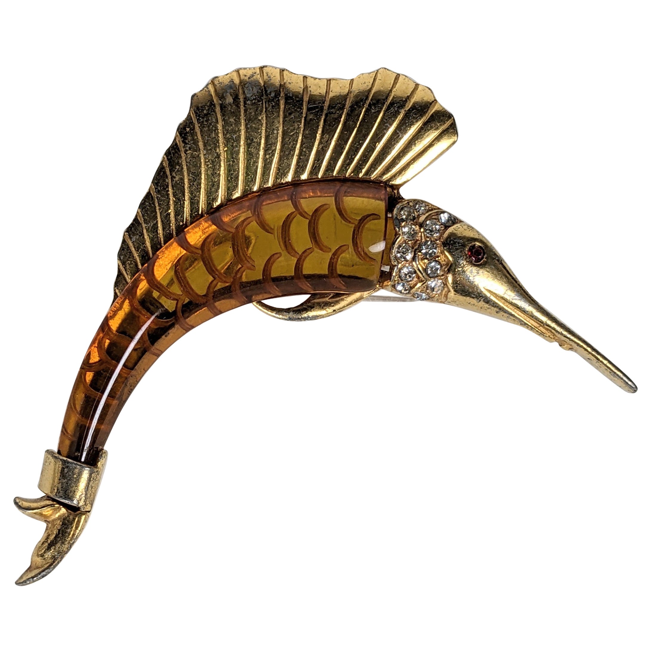 Art Deco Bakelite Sailfish Brooch