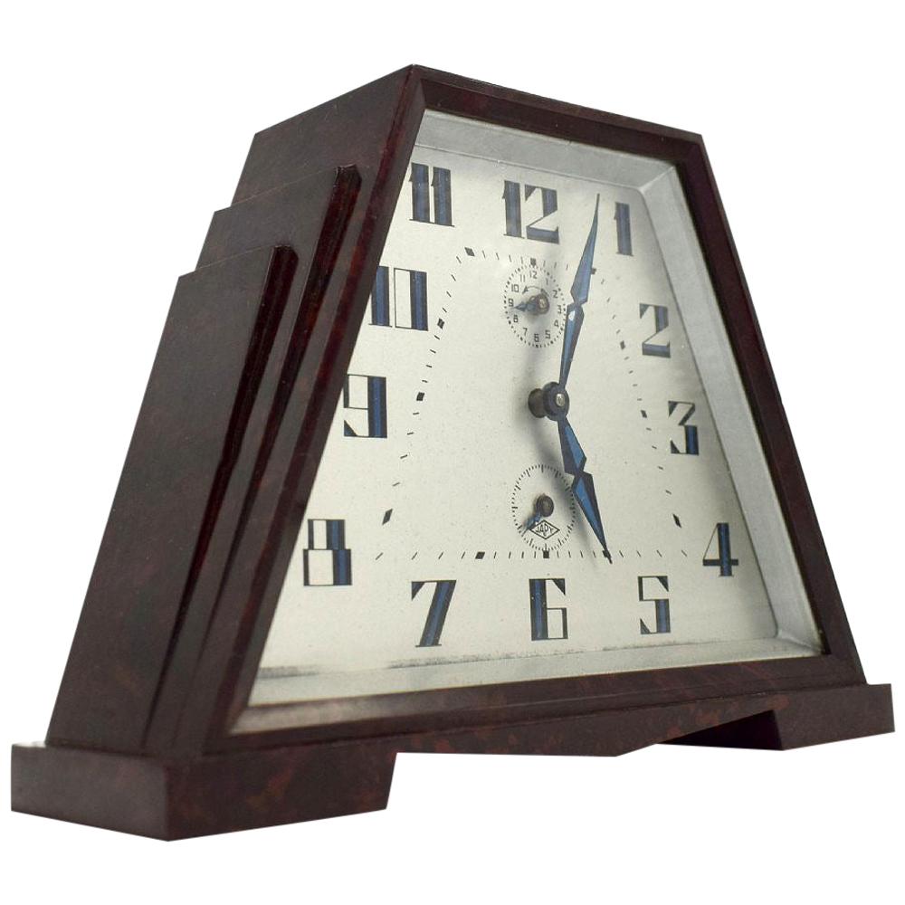 Art Deco Bakelite Skyscraper Alarm Clock by Japy of France, circa 1930 For Sale