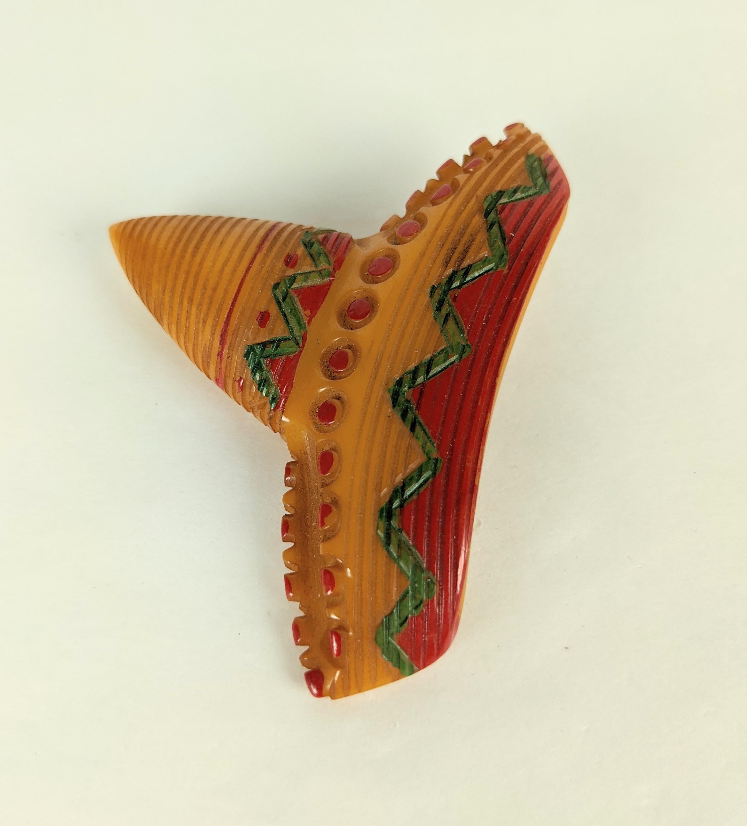 Sombrero-Brosche aus Bakelit im Art déco-Stil im Zustand „Hervorragend“ im Angebot in New York, NY