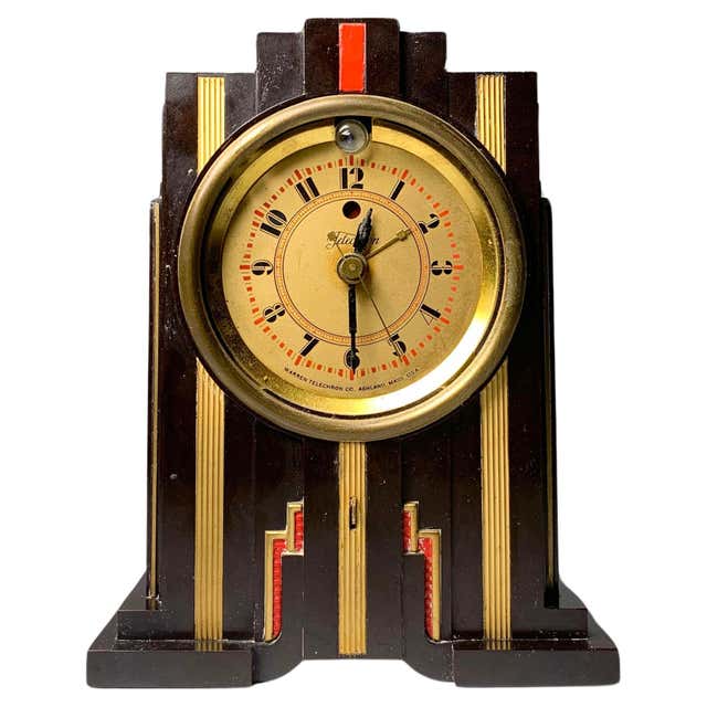 Art Deco Streamline Bakelite and Chrome Alarm Clock Calendar, circa ...