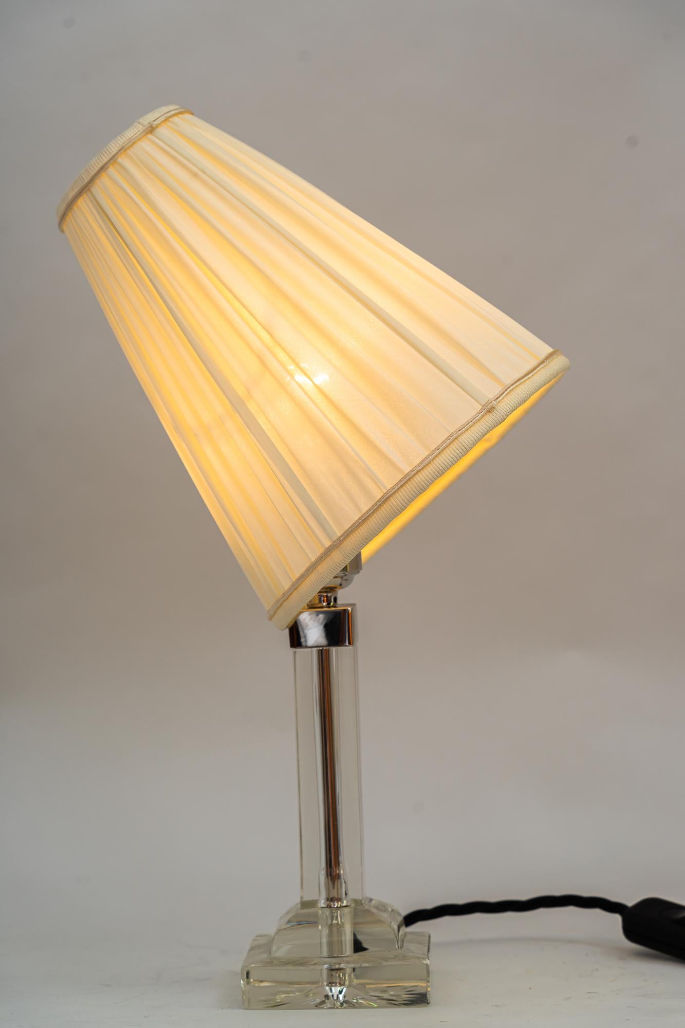 Art Deco Baklowits Glass Table Lamp with Fabric Shade Vienna Around 1920s For Sale 8