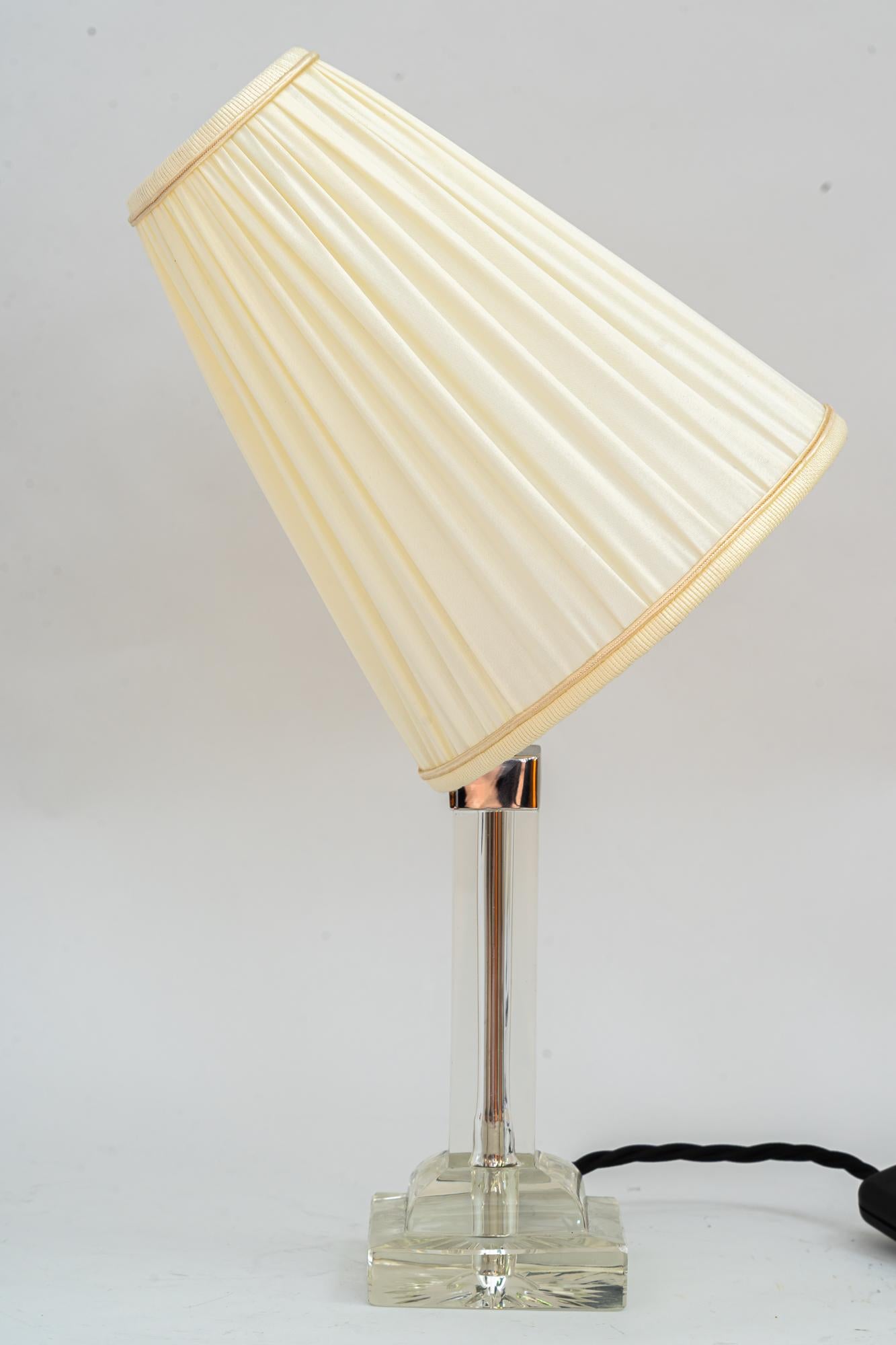 Art Deco Baklowits Glass Table Lamp with Fabric Shade Vienna Around 1920s For Sale 3