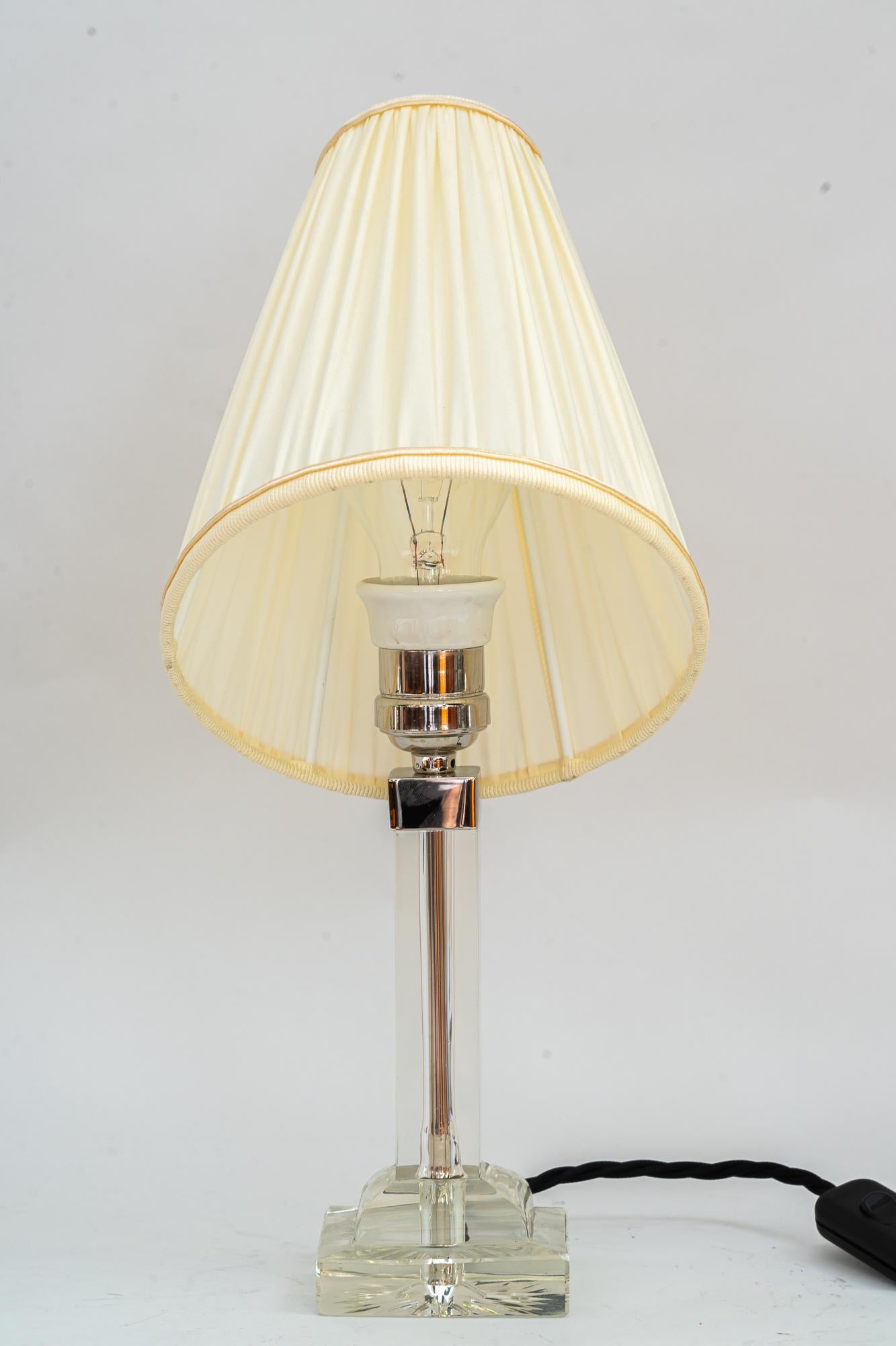 Art Deco Baklowits Glass Table Lamp with Fabric Shade Vienna Around 1920s For Sale 4