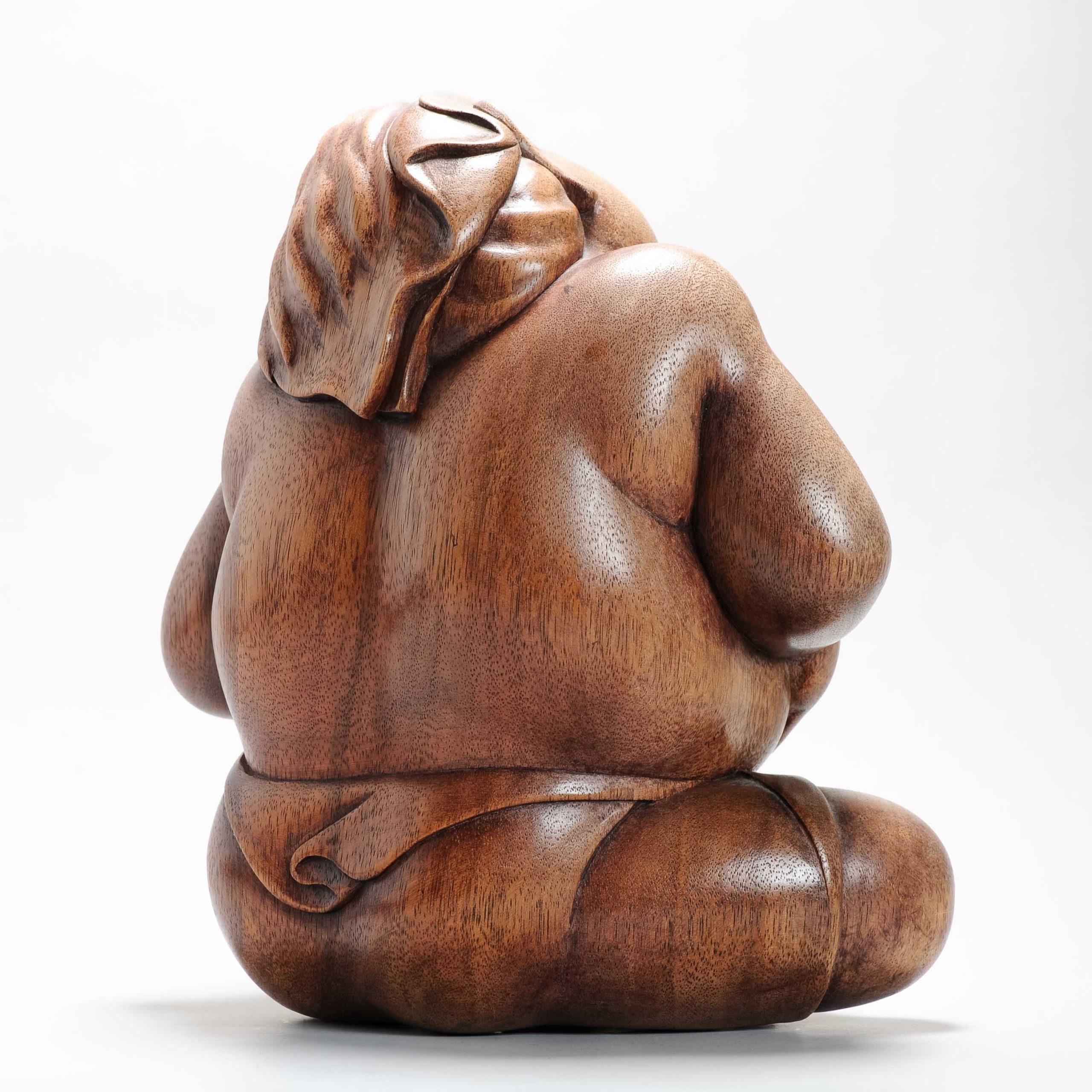 Indonesian Art Deco Balinese Wood Carved Women Lady Statue Bali, Indonesia, Mid 20th C For Sale