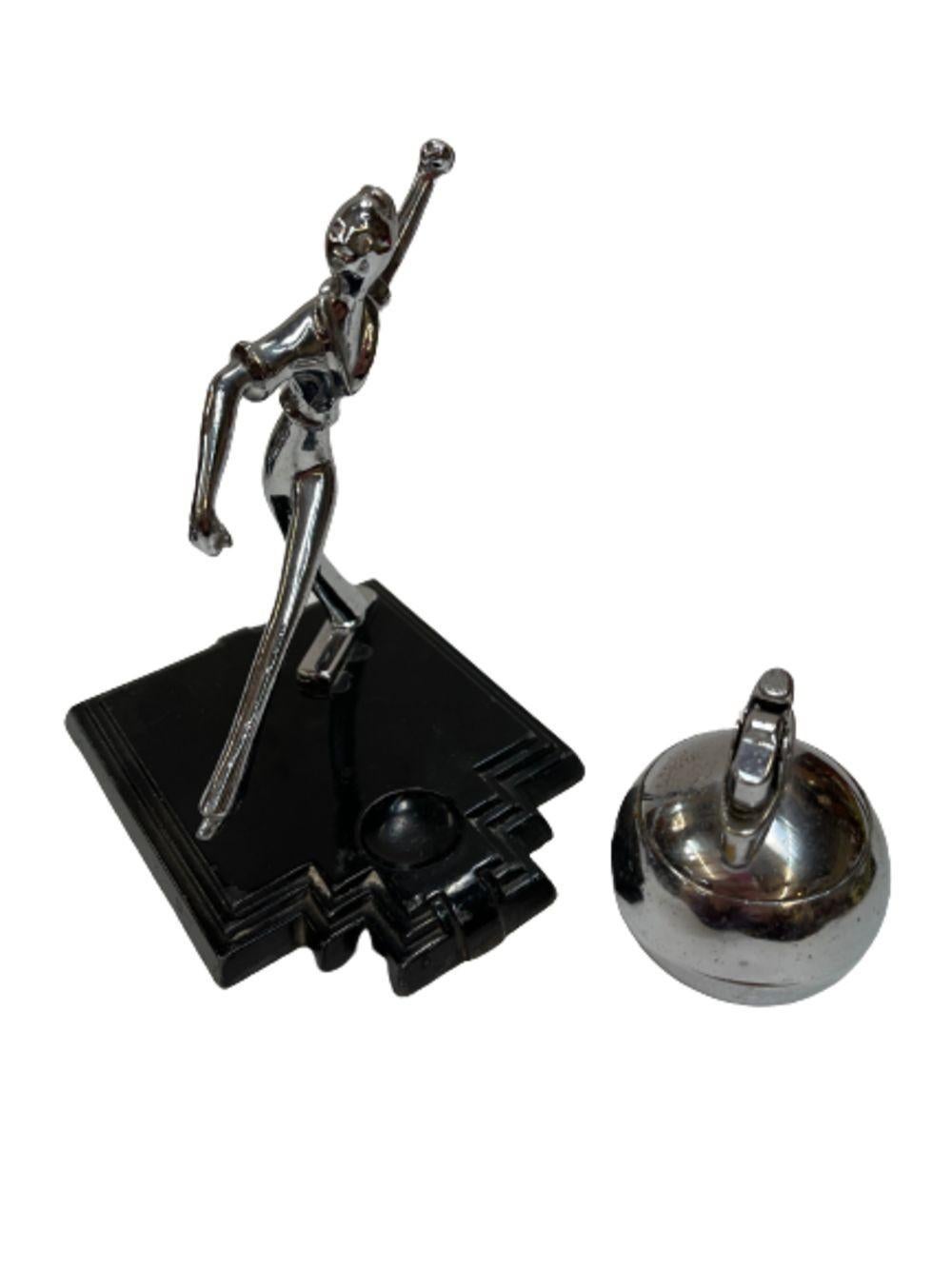 Art Deco Ball Player Table Table Lighter with Base by Ronson For Sale 1