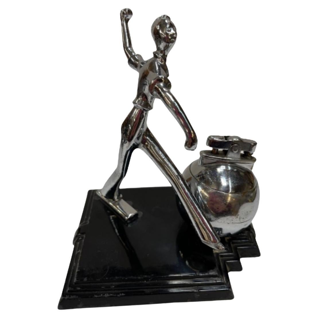 Art Deco Ball Player Table Table Lighter with Base by Ronson