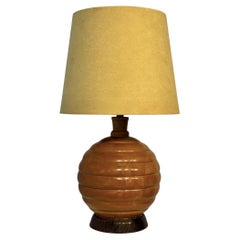 Art-déco-Tischlampe in Kugelform, gedrechseltes Birkenholz, Schweden, 1930er Jahre
