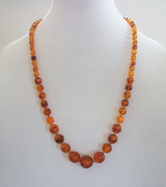 Art Deco Baltic Amber Necklace - Graduated Beads with Inclusions - Circa 1925