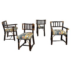 Art Deco Bamboo Dining Chairs, Set of Four