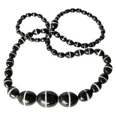 Art Deco Banded Agate Beaded Necklace