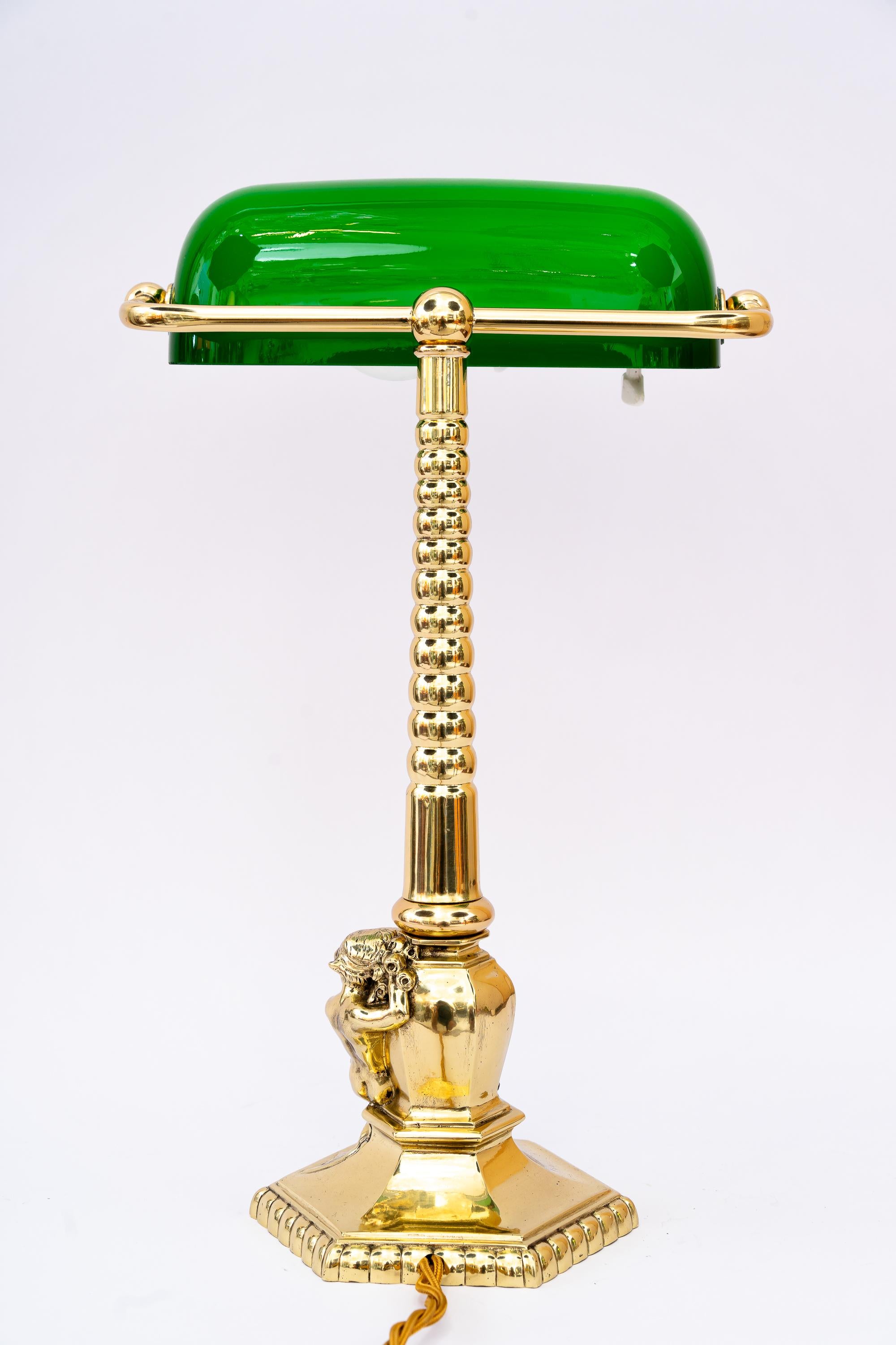 Brass Art Deco Banker lamp vienna around 1920s 