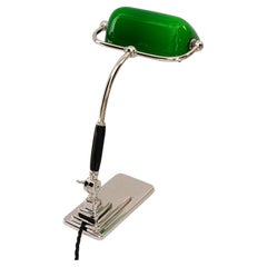 Art Deco banker lamp with green glass shade vienna around 1920s