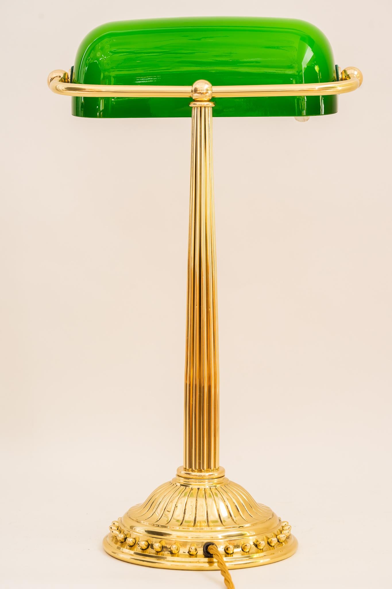 Brass Art Deco Banker Table Lamp Around 1920s