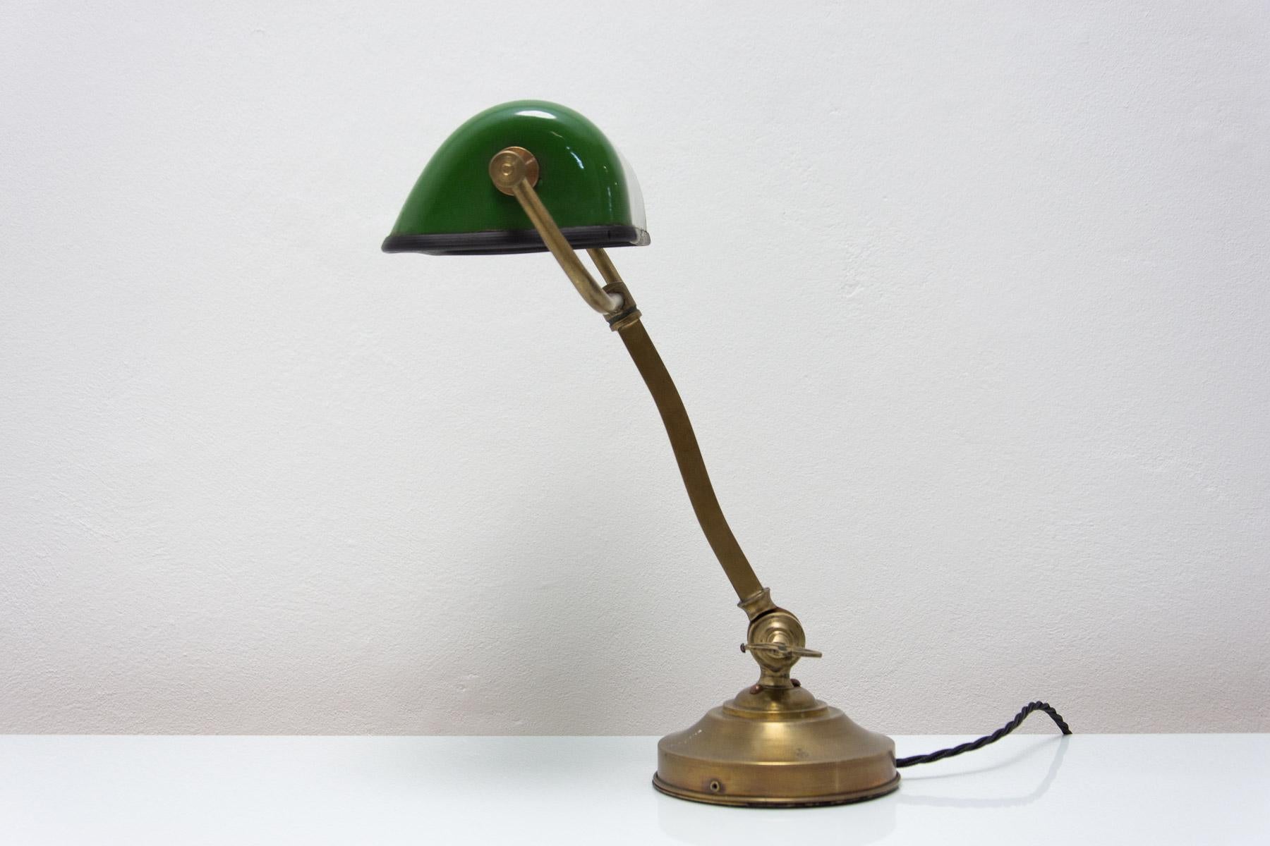 Czech  Art Deco bankers lamp, 1930s, Bohemia For Sale
