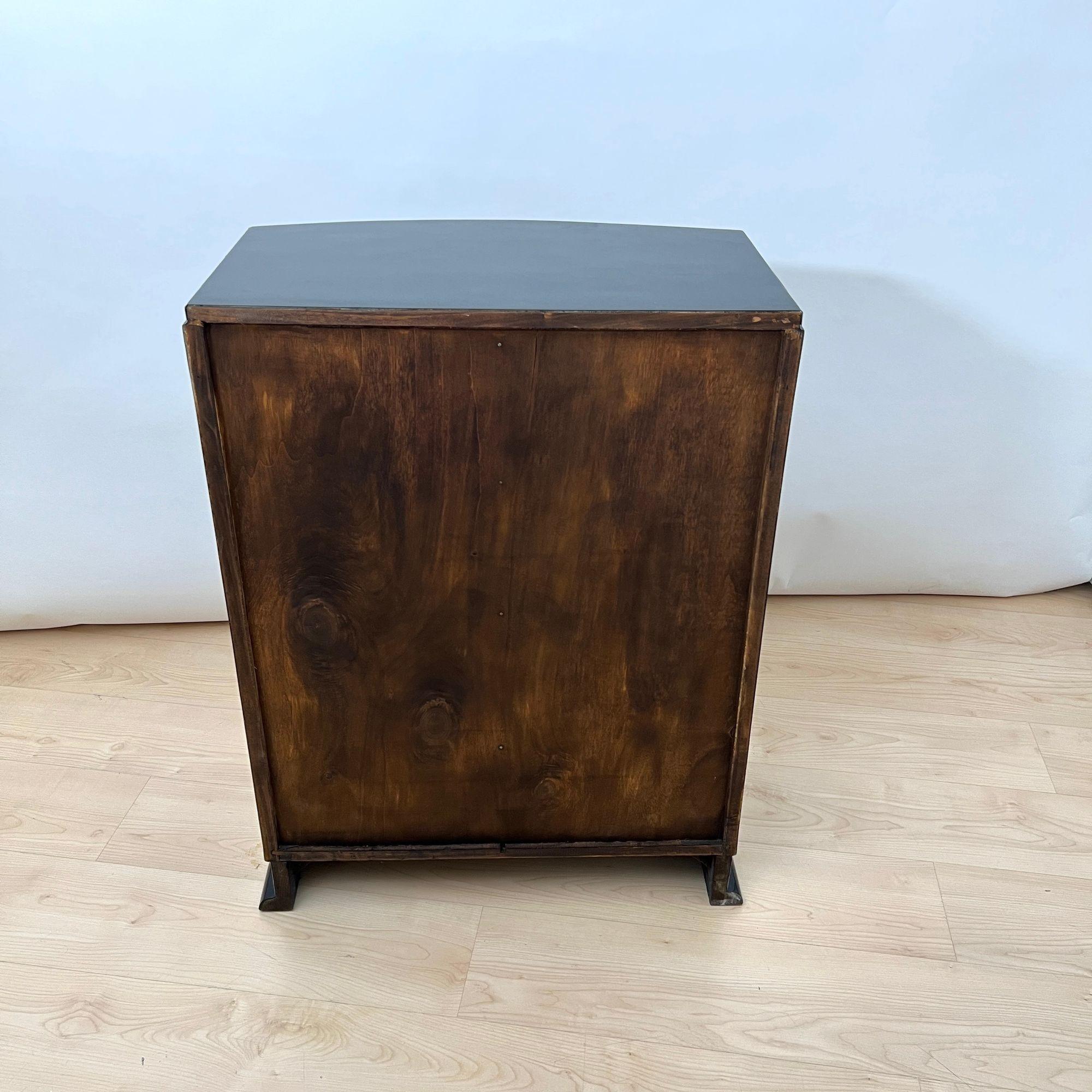 Art Deco Barschrank, schwarzer Lack, Ahorn, Metallverzierungen, Frankreich um 1930 im Angebot 11