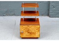 Art Deco Bar Cabinet, Burl Veneer & Chrome, Tiered Design, USA, 1940