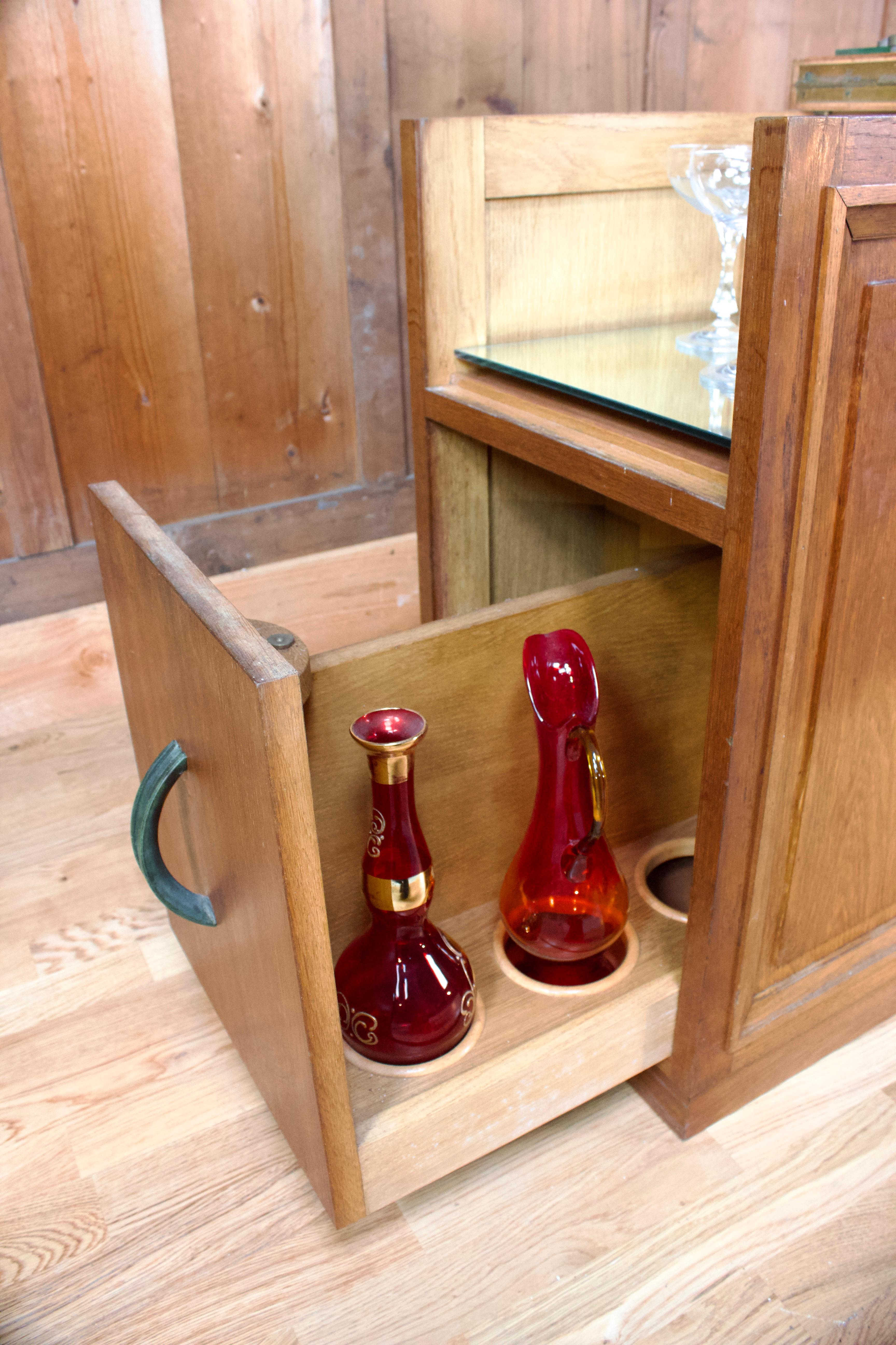 Barschrank mit Flaschenhalter und Spiegel - Art Deco CIRCA 1940 - Frankreich im Zustand „Gut“ im Angebot in Beuzevillette, FR