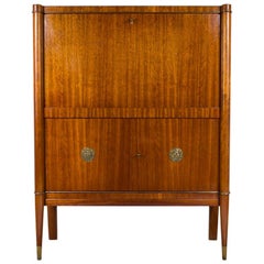 Art Deco Bar Cabinet Designed by De Coene Frères, Belgium with Bronze Medaillons