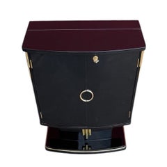 Mid-Century Modern Black Lacquer and Brass Dry Bar Cabinet, 1950s